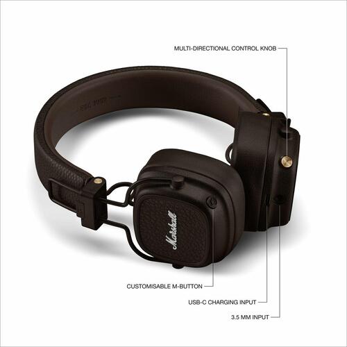 Hovedtelefoner Marshall Major V BT Brun