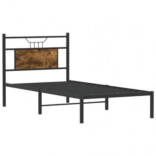 Sengeramme 90 x 190 cm med sengegavl - røget egetræ