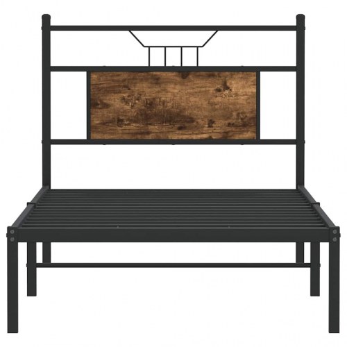 Sengeramme 90 x 190 cm med sengegavl - røget egetræ