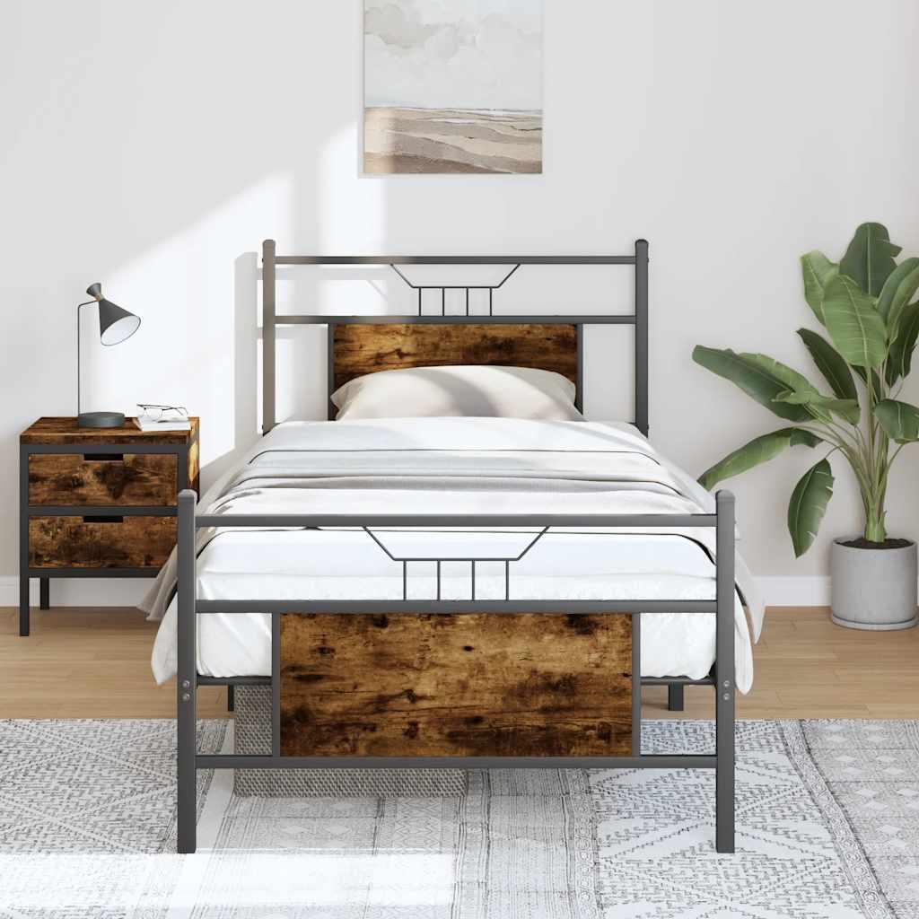 Sengeramme 90x200 cm uden madras konstrueret træ røget eg