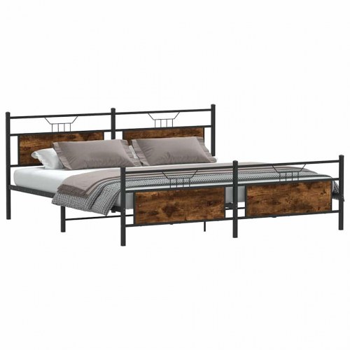 Sengeramme 193 x 203 cm i metal - røget egetræsfarve