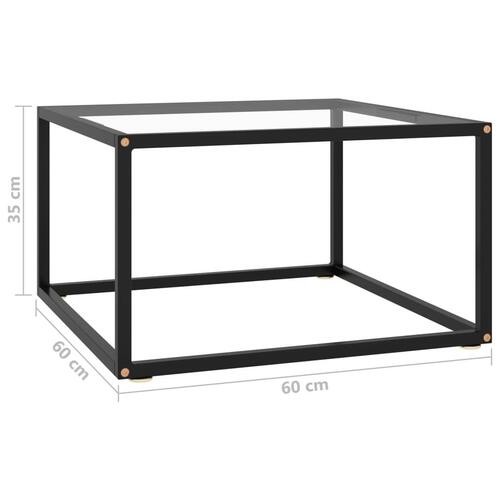 Sofabord 60x60x35 cm hærdet glas sort