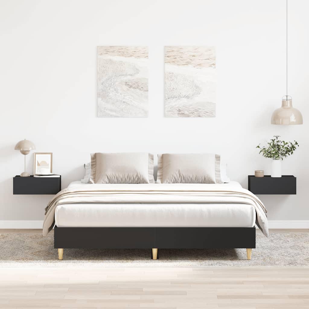 Sengestel Uden Madras Konstrueret Træ Antikt Træ - Sort / 140 x 200 cm