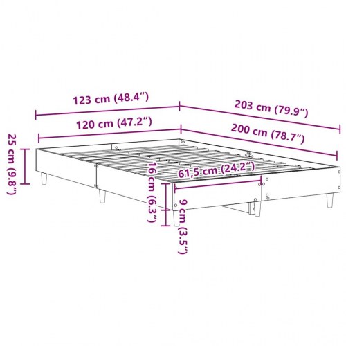 Sengestel uden madras 120x200 cm konstrueret træ kunsteg