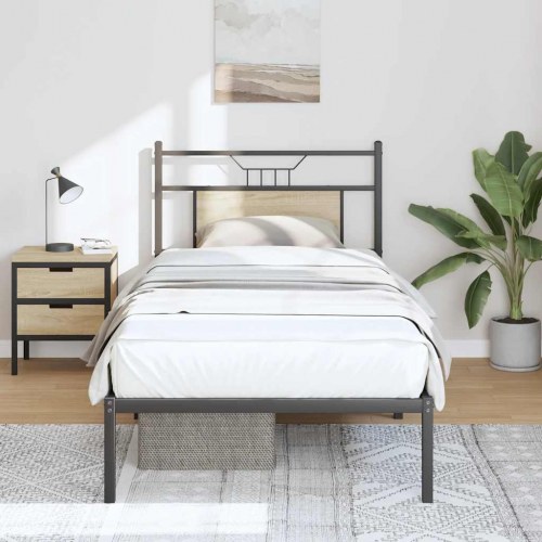Sengeramme 90 x 200 cm med sengegavl - sonoma-eg