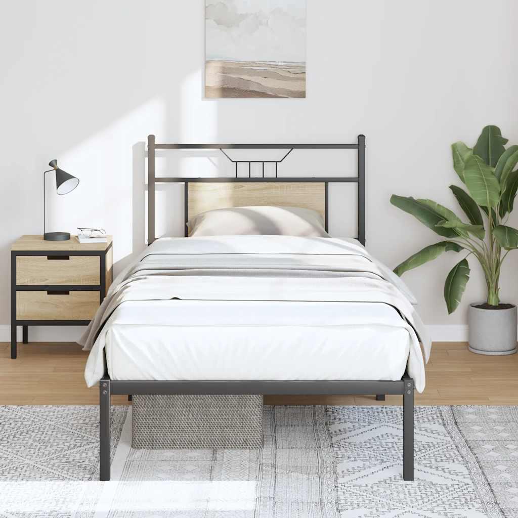 Sengeramme Uden Madras Konstrueret Træ Sonoma-Eg - med hovedgærde / 90 x 200 cm