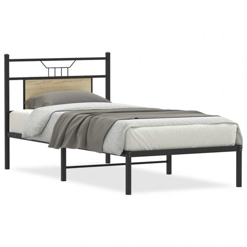 Sengeramme 90 x 200 cm med sengegavl - sonoma-eg
