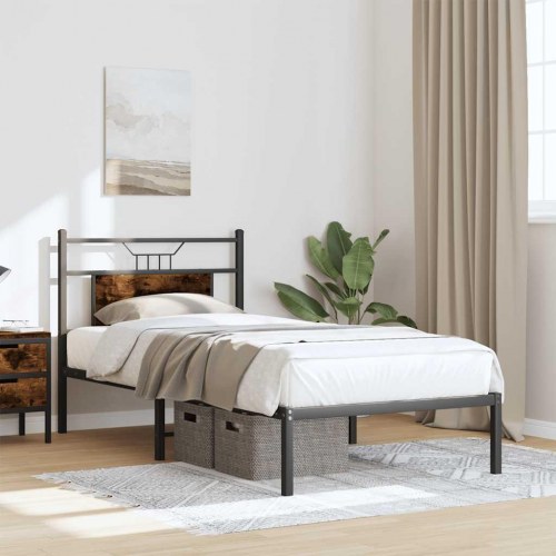 Sengeramme med sengegavl 75 x 190 cm uden madras - røget eg