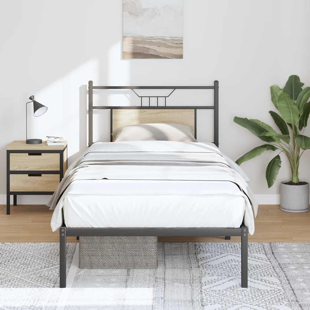 Sengeramme Uden Madras Konstrueret Træ Sonoma-Eg - med hovedgærde / 90 x 190 cm