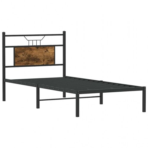 Sengeramme 80 x 200 cm uden madras med sengegavl - røget eg