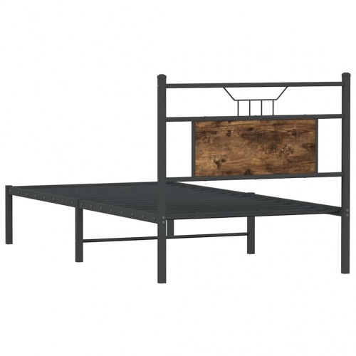 Sengeramme 80 x 200 cm uden madras med sengegavl - røget eg