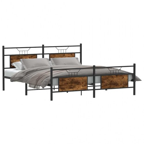 Sengeramme uden madras 183 x 213 cm i metal - røget egetræ