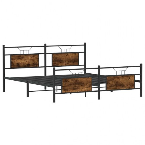 Sengeramme uden madras 183 x 213 cm i metal - røget egetræ
