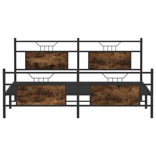 Sengeramme uden madras 183 x 213 cm i metal - røget egetræ