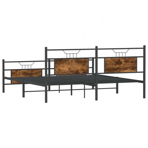 Sengeramme uden madras 183 x 213 cm i metal - røget egetræ
