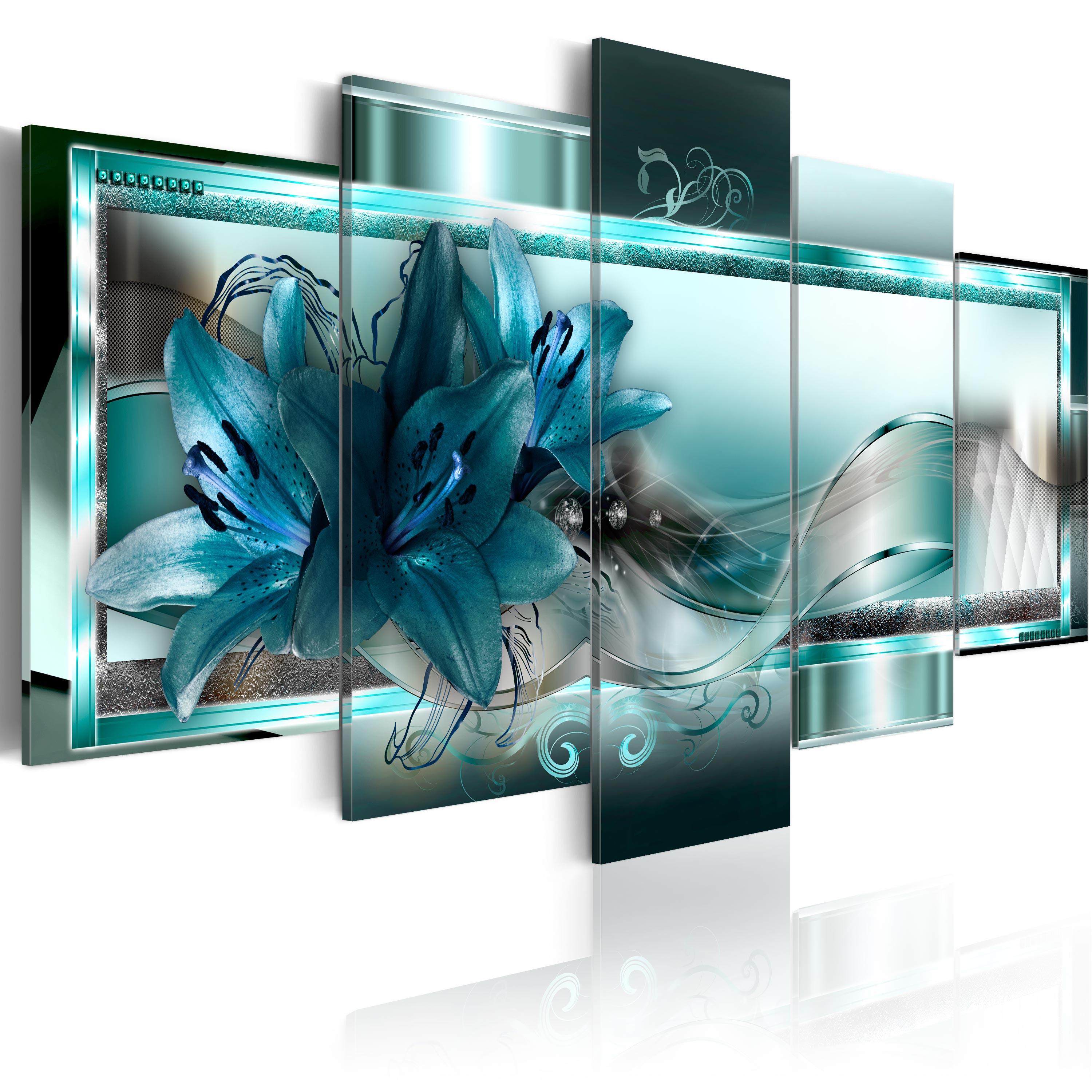 Billede - Sky Blue Lilies - 200 x 100 cm - På italiensk lærred