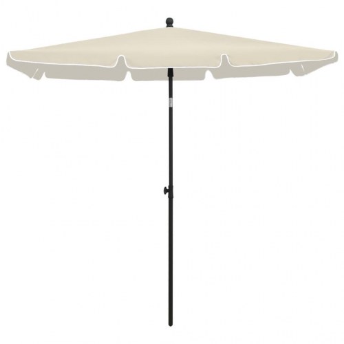 Parasol med stang 210×140 cm - sandfarvet rektangulær