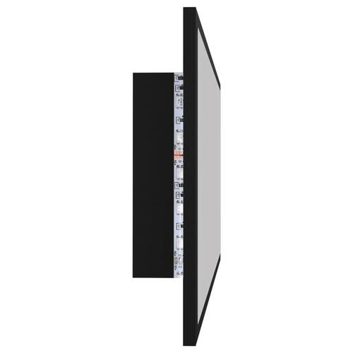 Badeværelsesspejl med LED-lys 90x8,5x37 cm akryl sort