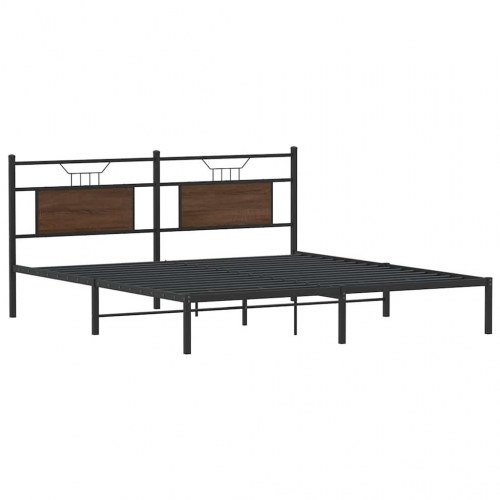 Sengeramme uden madras med sengegavl 183 x 213 cm - brun egetræ