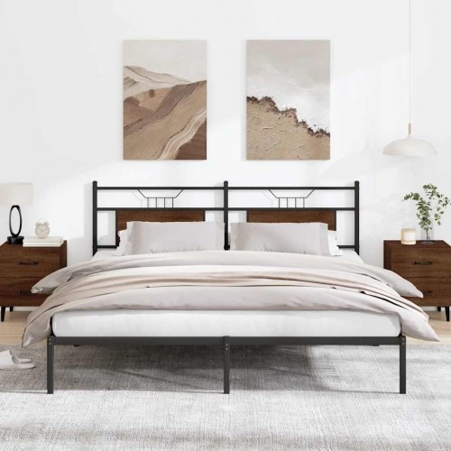 Sengeramme uden madras med sengegavl 183 x 213 cm - brun egetræ