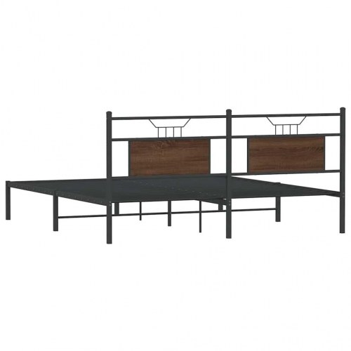 Sengeramme uden madras med sengegavl 183 x 213 cm - brun egetræ