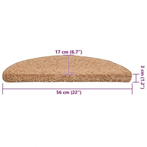 Trappemåtter halvrunde 30 stk. 56 x 17 x 3 cm - beige