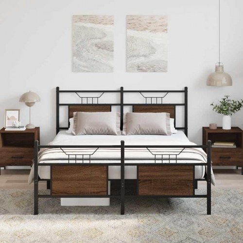 Sengeramme 140 x 190 cm uden madras - brun egetræ