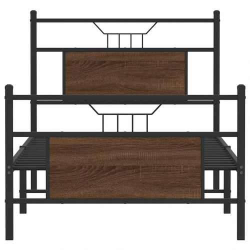 Sengeramme 80 x 200 cm med hovedgærde - brunt egetræ