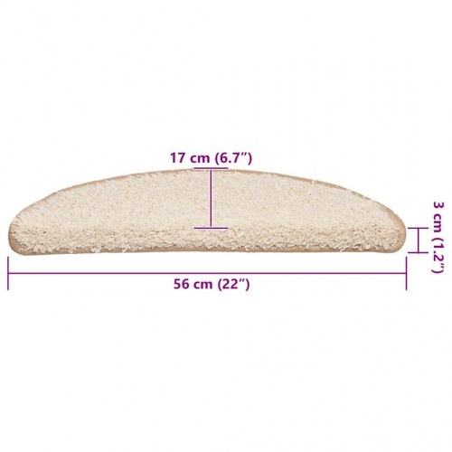 Trappemåtter 30 stk. 56 x 17 x 3 cm - cremefarvede halvrunde