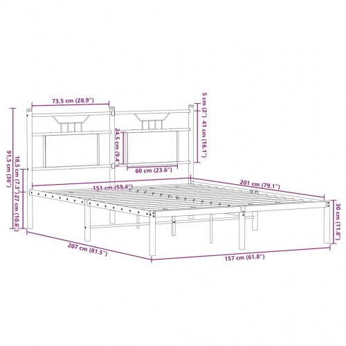 Sengeramme 150 x 200 cm med sengegavl - sonoma-eg