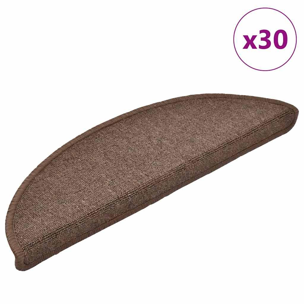 Trappemåtter 30 stk. 56x17x3 cm kaffebrune halvrund