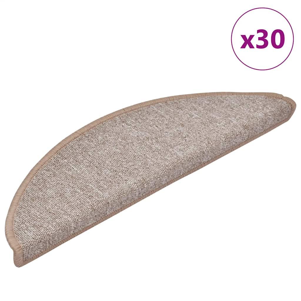 Trappemåtter 30 stk. 56x17x3 cm lysebrune halvrunde
