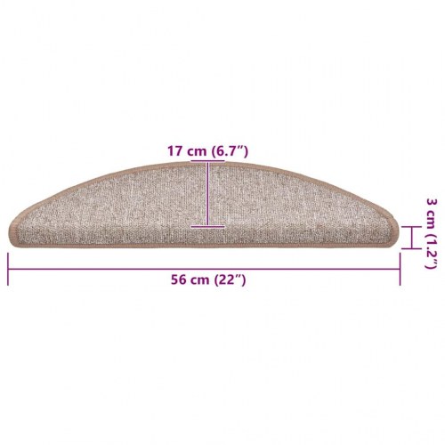 Trappemåtter halvrunde 30 stk. 56 x 17 x 3 cm - lysebrune