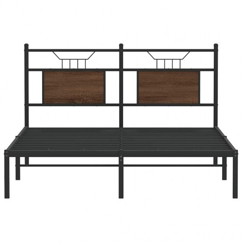 Sengeramme 150 x 200 cm med sengegavl - brunt egetræ