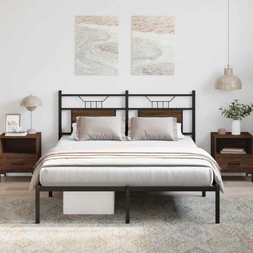 Sengeramme 140 x 190 cm med sengegavl - brun egetræ