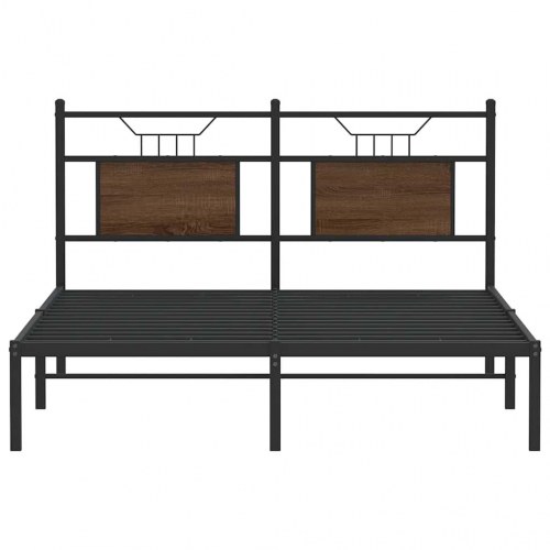 Sengeramme 140 x 190 cm med sengegavl - brun egetræ