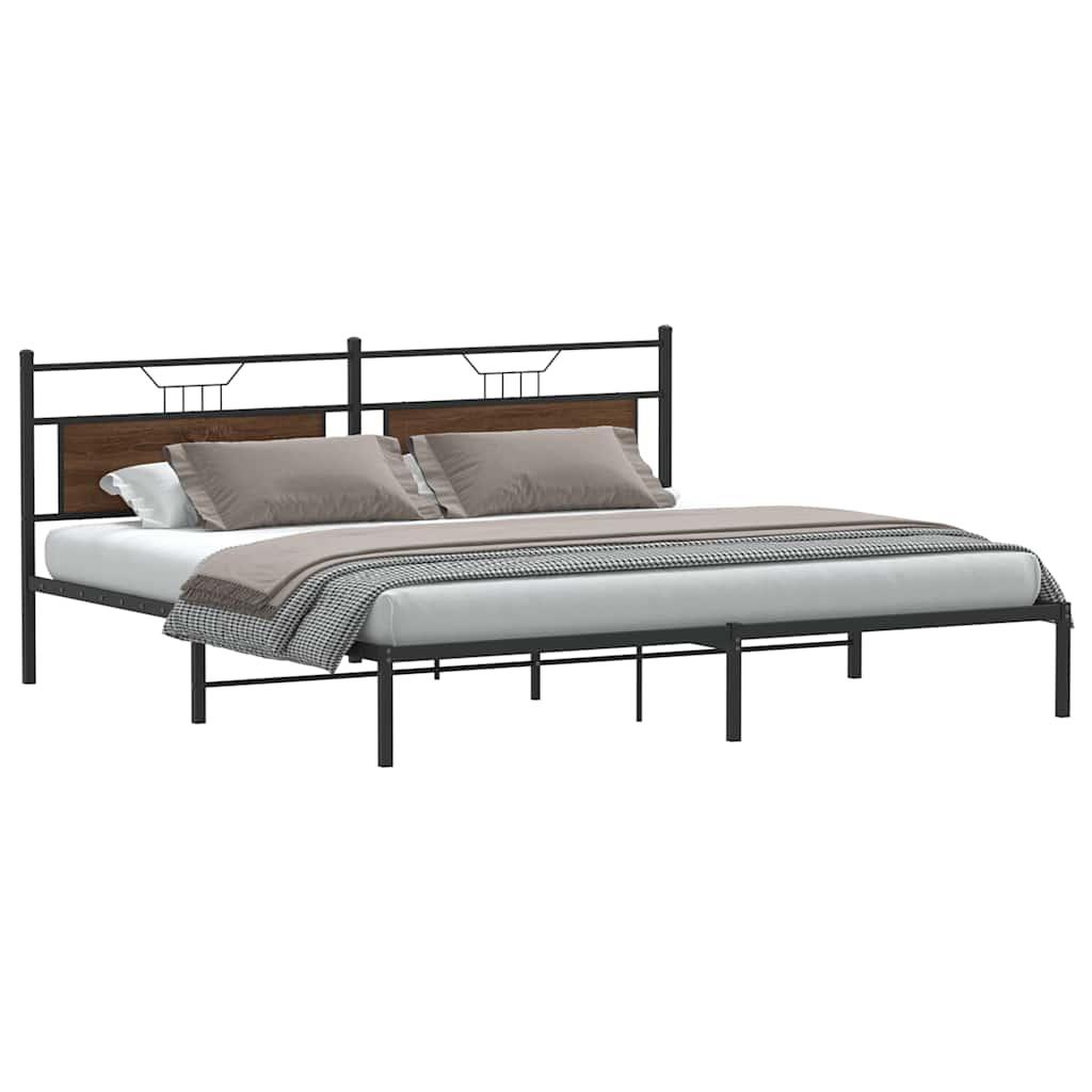 Sengeramme Uden Madras 200x200 Cm Konstrueret Træ Brun Eg