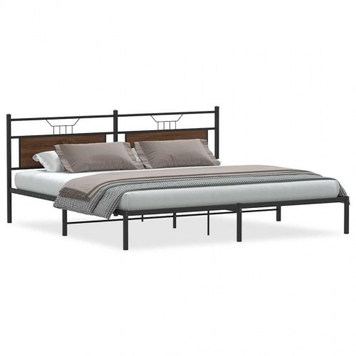 Sengeramme uden madras med sengegavl 200 x 200 cm - brun eg