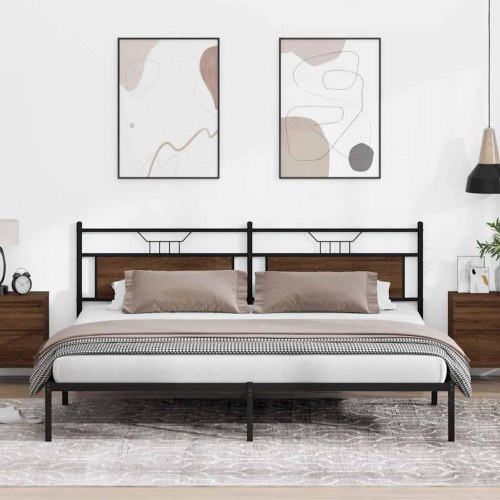 Sengeramme uden madras med sengegavl 200 x 200 cm - brun eg