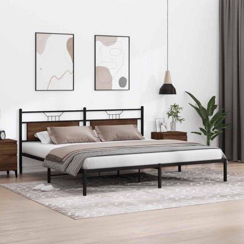 Sengeramme uden madras med sengegavl 200 x 200 cm - brun eg