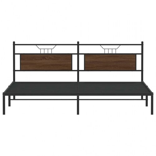 Sengeramme uden madras med sengegavl 200 x 200 cm - brun eg