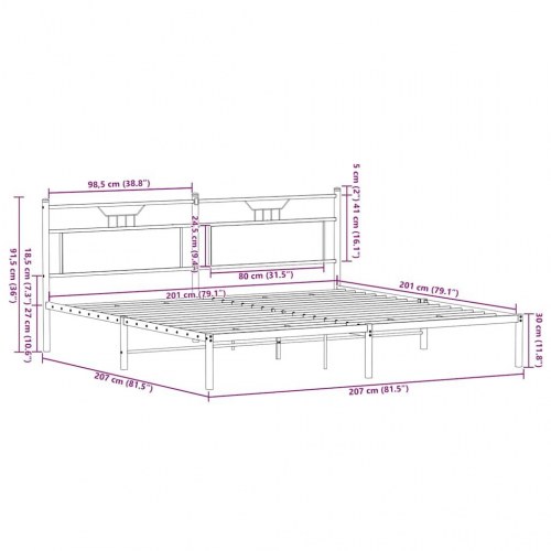 Sengeramme uden madras med sengegavl 200 x 200 cm - brun eg