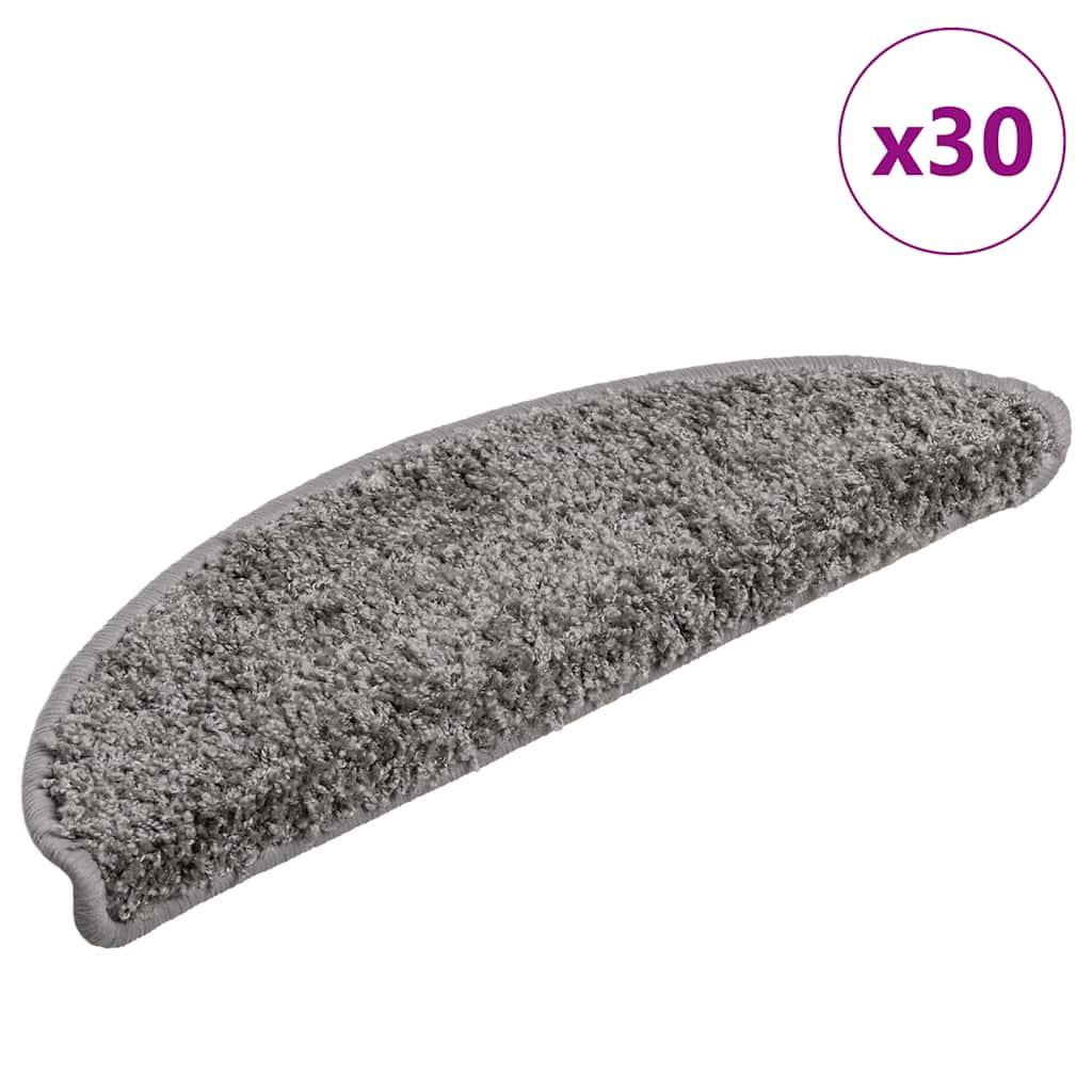 vidaXL trappemåtter 30 stk. 56x17x3 cm grå halvrunde