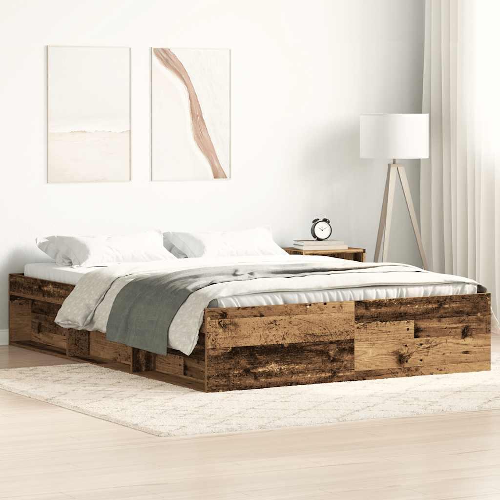 Sengestel uden madras 140x190cm konstrueret træ antikt træ