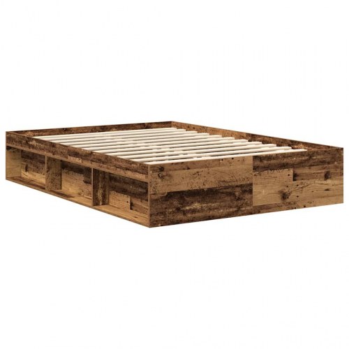 Sengestel uden madras 140 x 190 cm - konstrueret træ, antikt træ