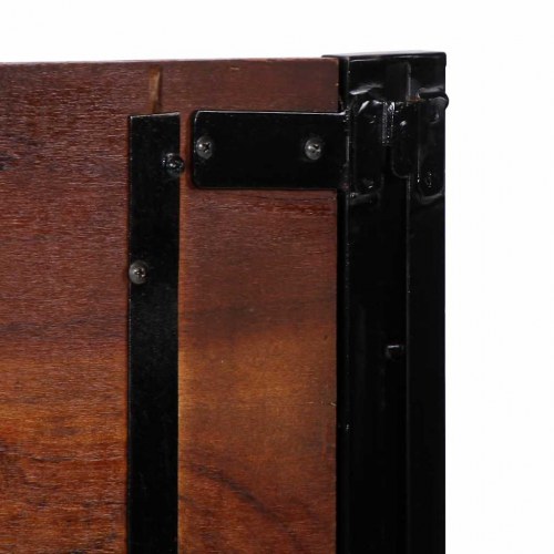 Sengegavl 140 cm massivt genbrugstræ og jern