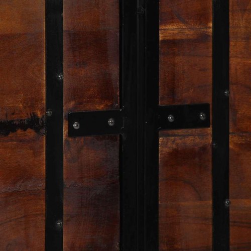 Sengegavl 140 cm massivt genbrugstræ og jern