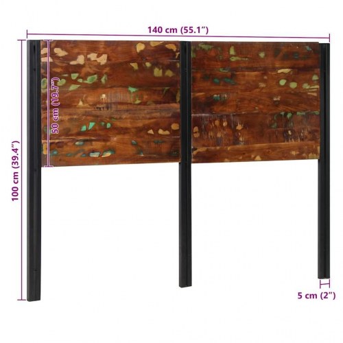 Sengegavl 140 cm massivt genbrugstræ og jern