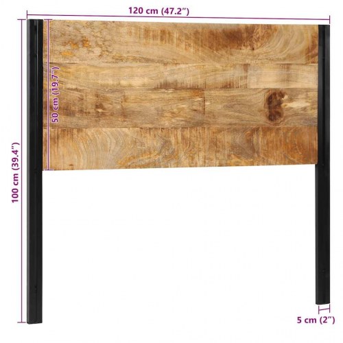 Sengegavl 120 cm i massivt mangotræ og jern