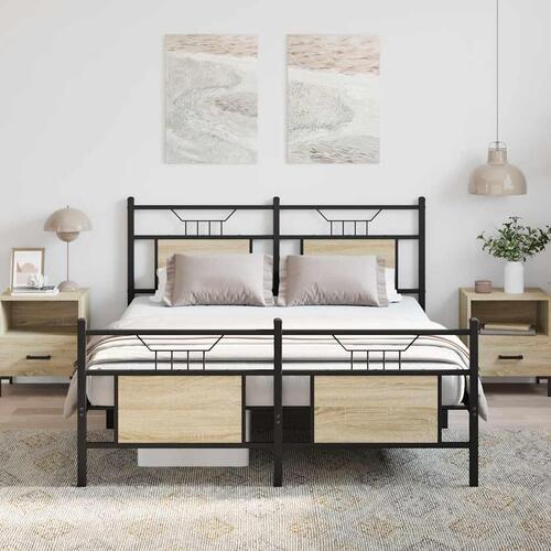Sengeramme 140x200 cm uden madras konstrueret træ sonoma-eg